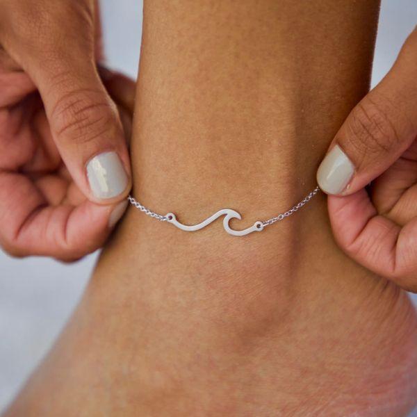 Pulsera Tobillera Ola de Mar en Plata