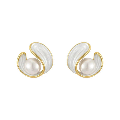 Aretes de Lujo con Ópalo Blanco y Perla en Oro