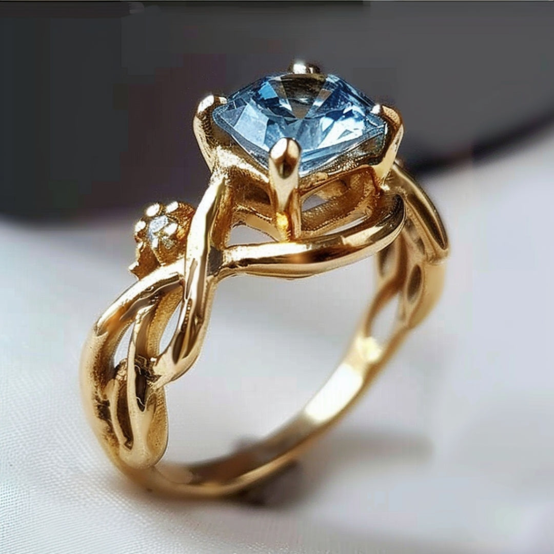 Anillo Azul Dorado