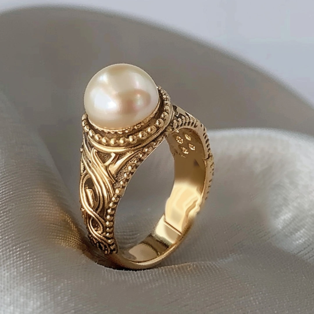 Anillo con Perla Dorado