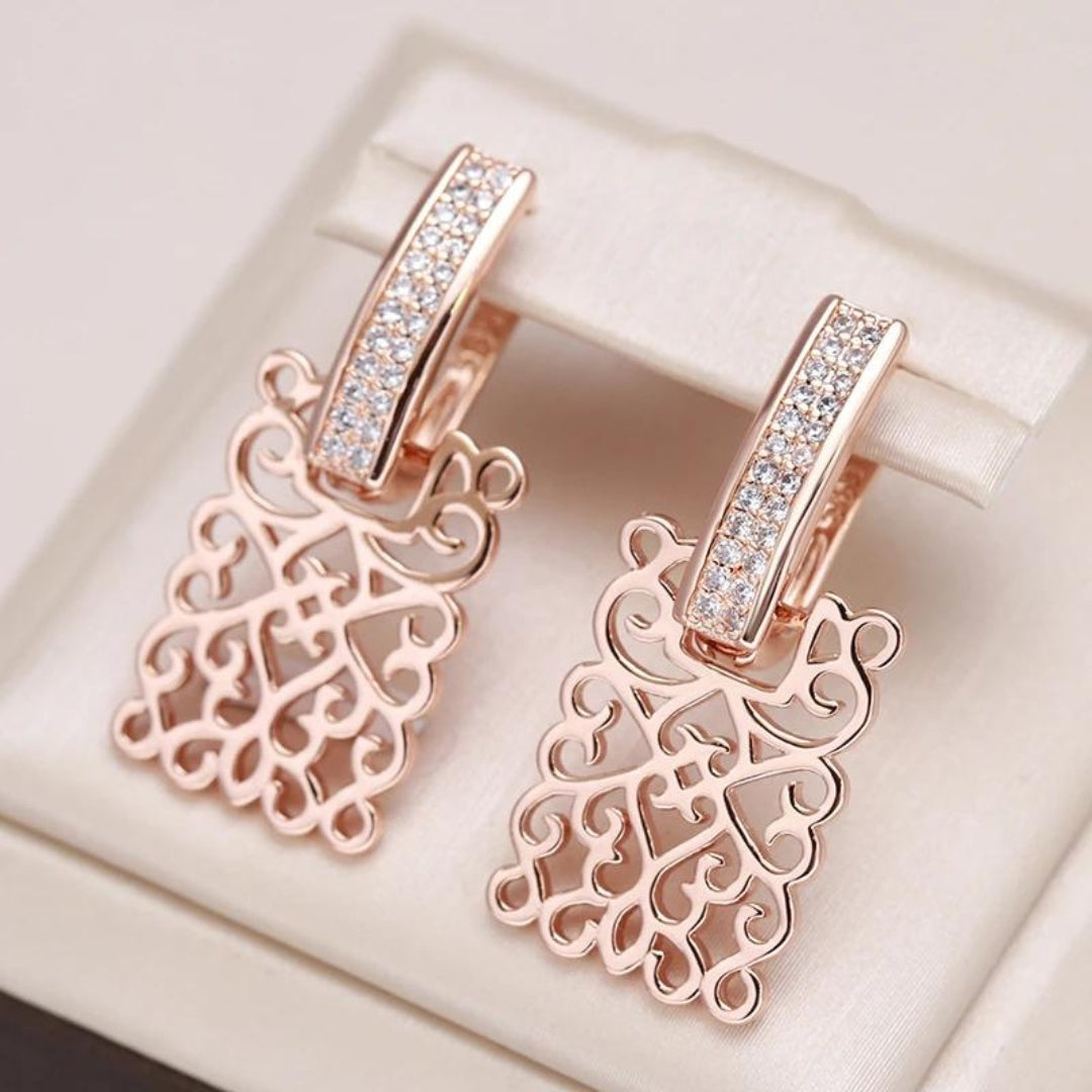 Aretes de Hiedra en Oro Rose