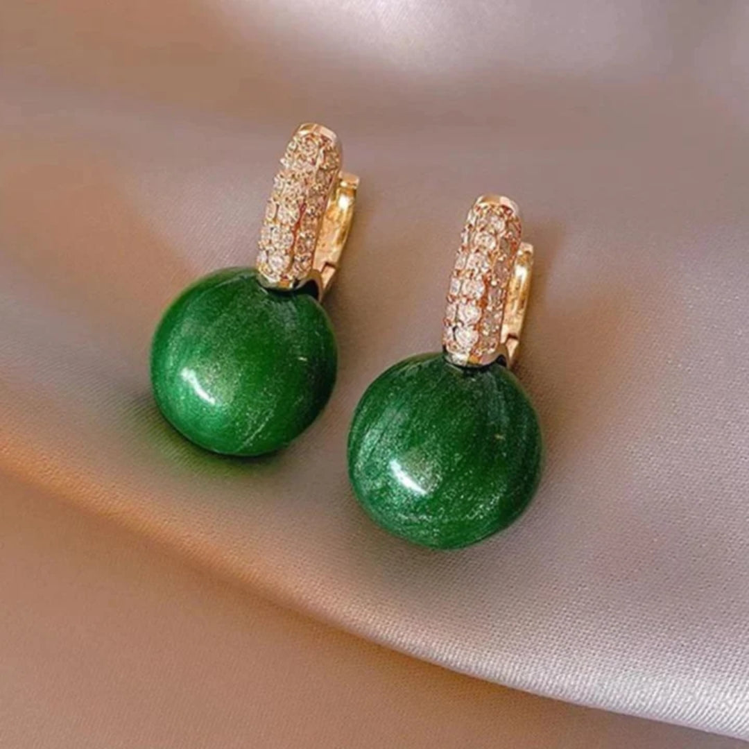 Aretes Perlas Verdes Elegantes