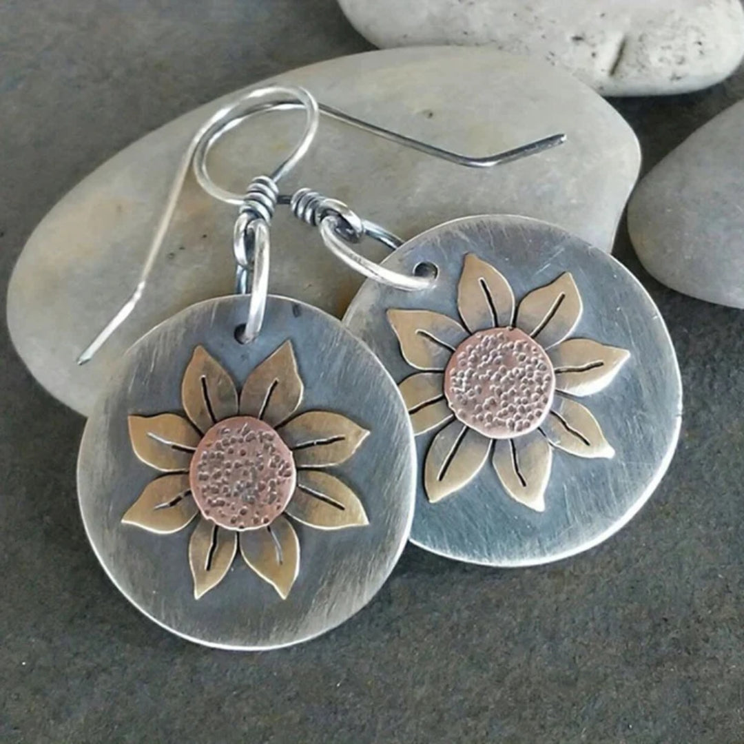 Aretes Girasol Vintage Redondos