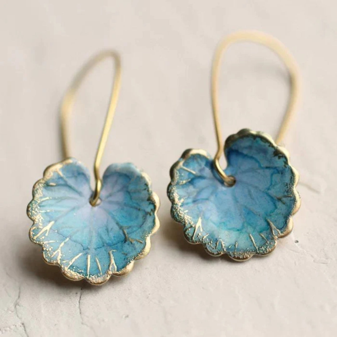 Aretes Hoja Azul Vintage