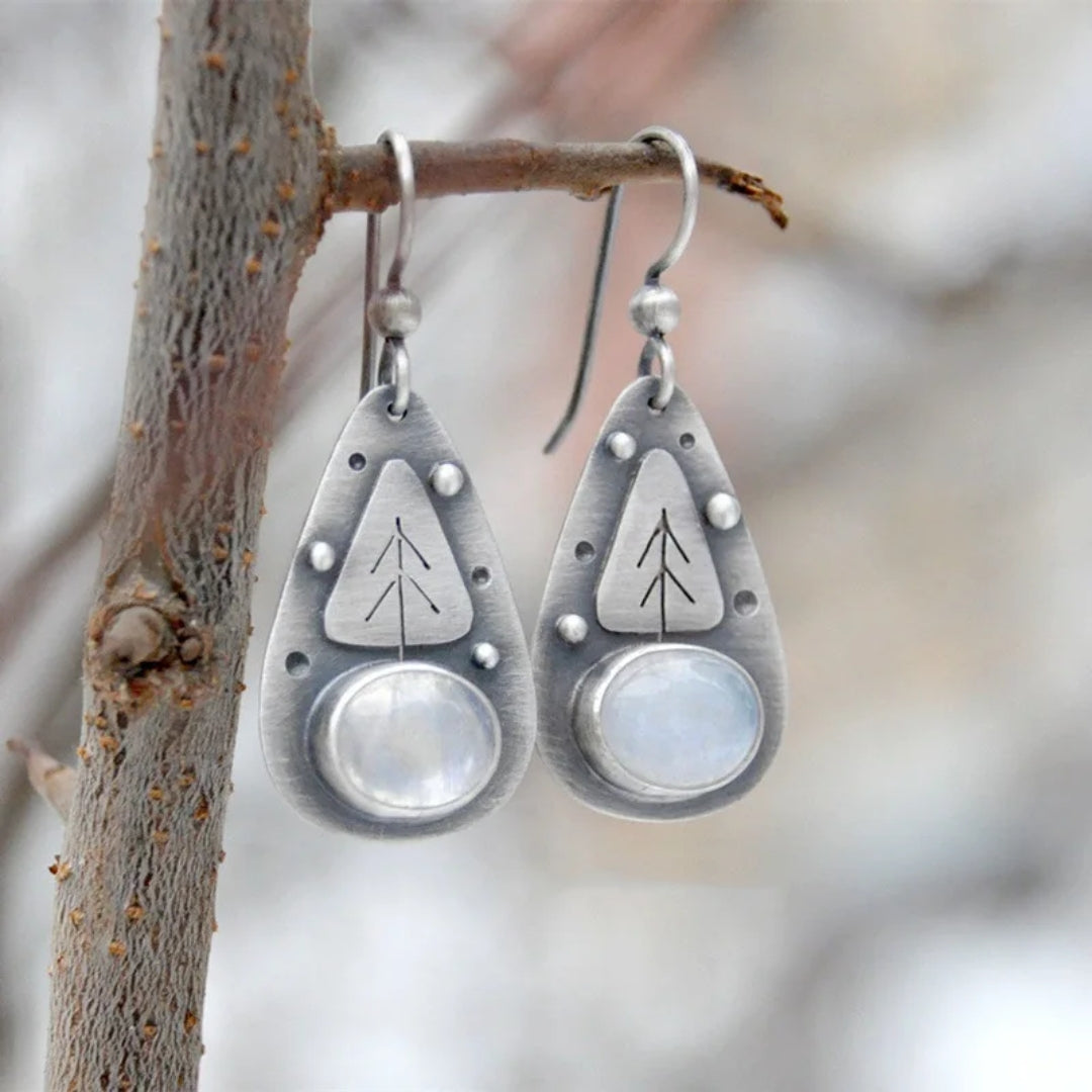 Aretes Cristal Blanco en Plata Vintage