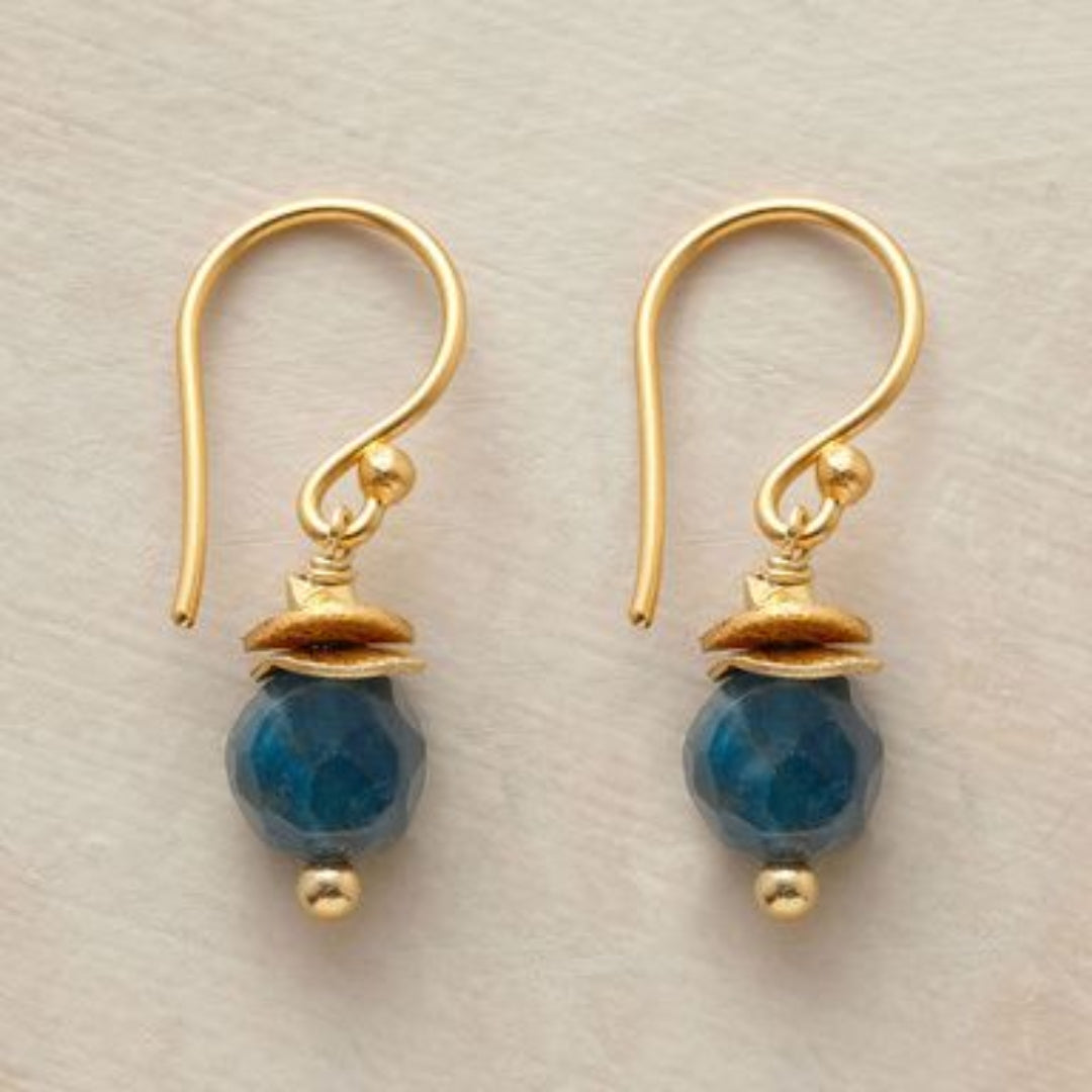 Aretes Linterna Azul en Oro Vintage