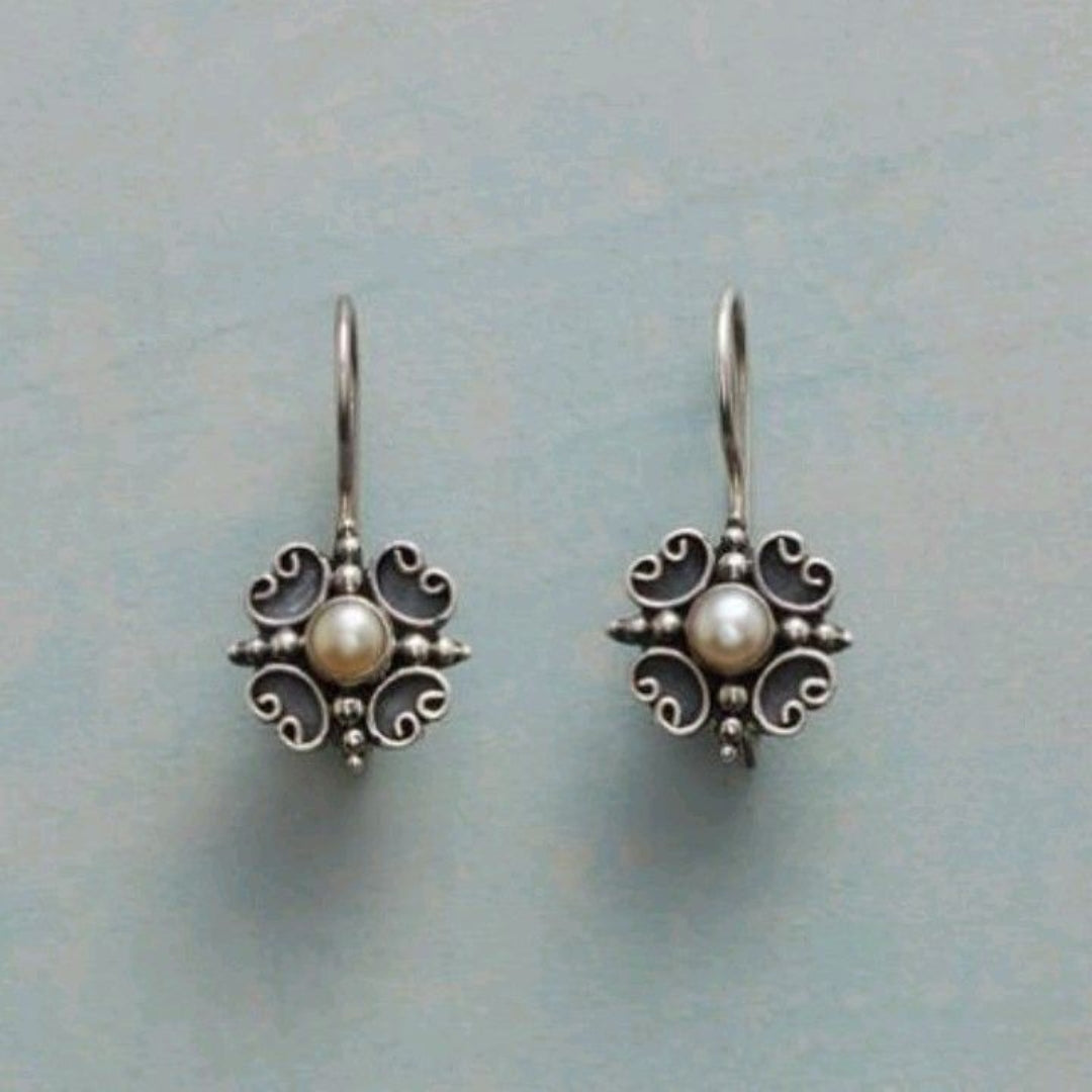 Aretes con Perla Incrustada Vintage