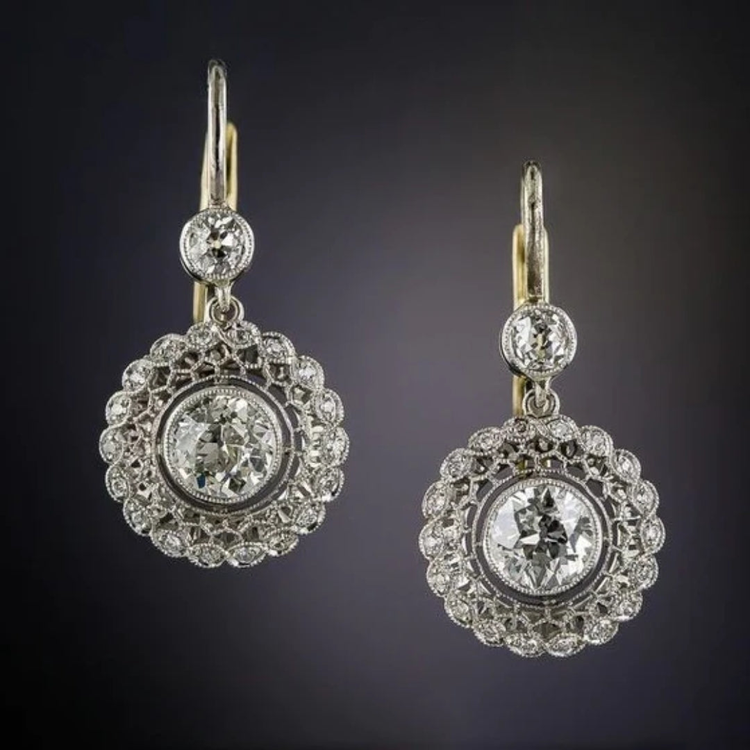 Aretes Mandala Cristal Redondos Vintage