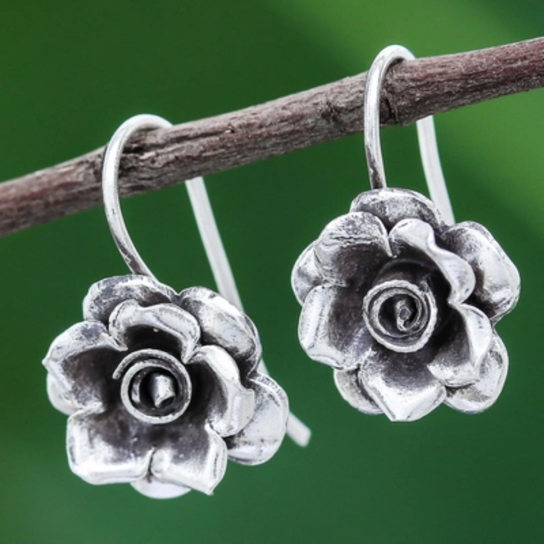 Aretes Flor de Plata Vintage