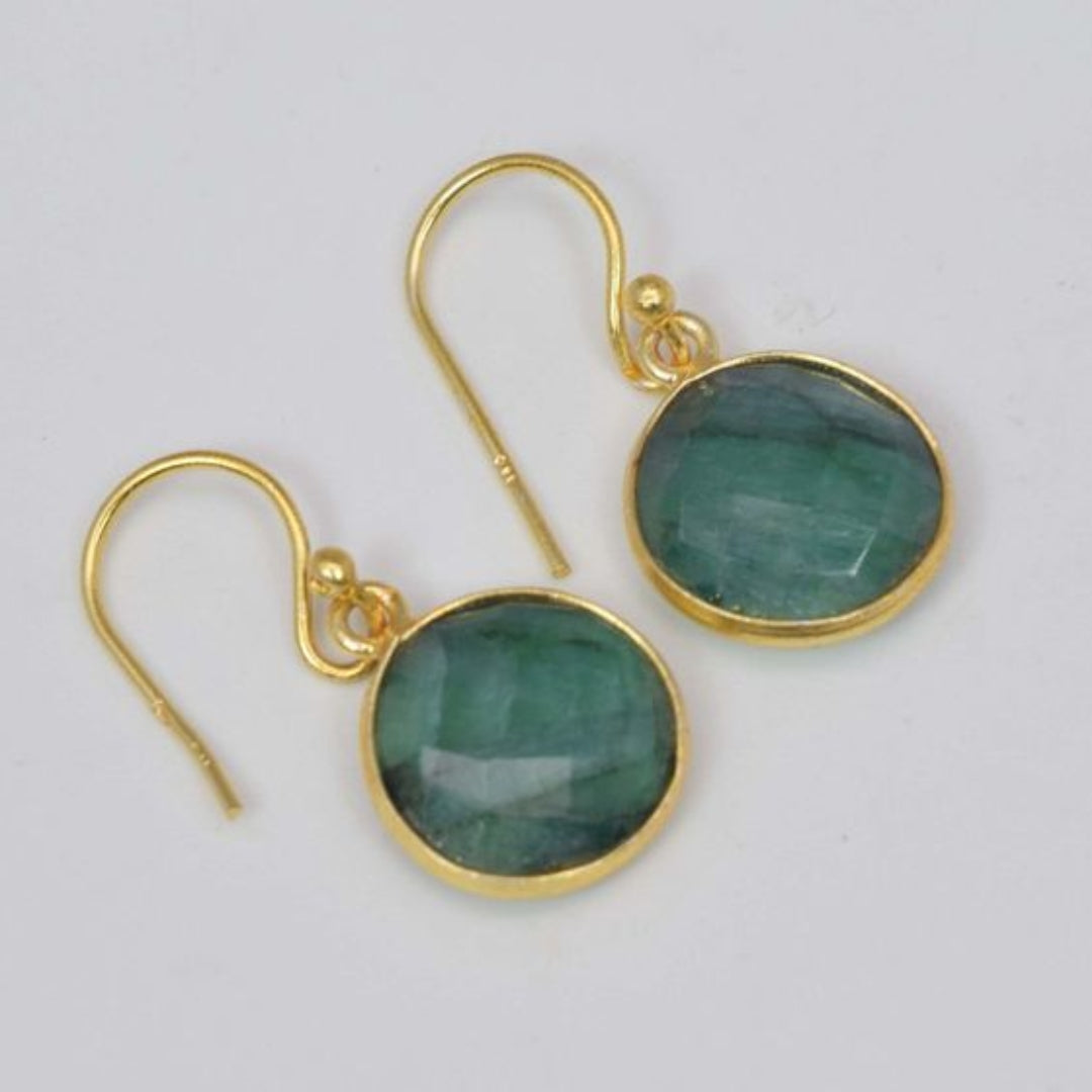 Aretes Cristal Verde en Oro Vintage