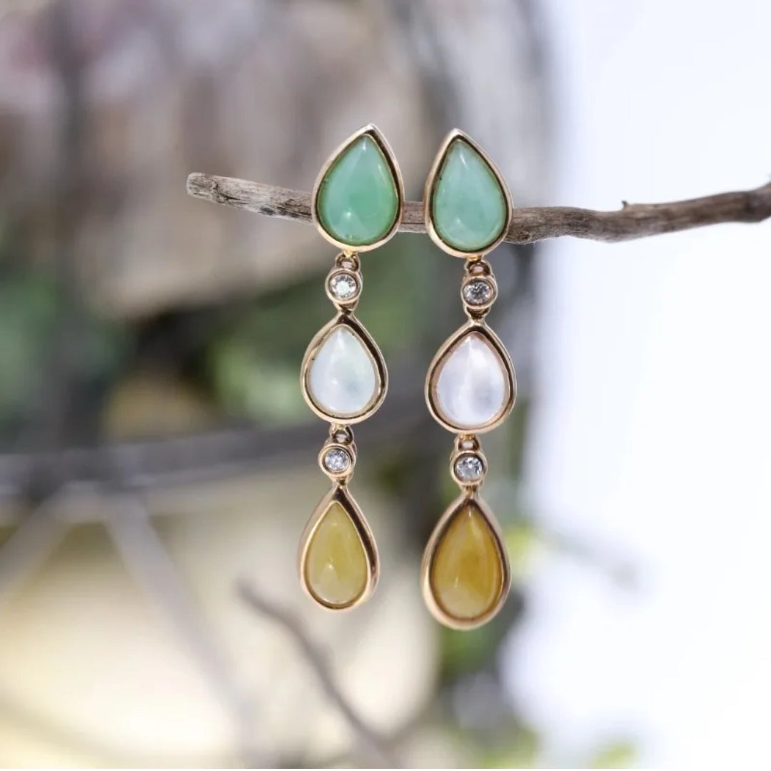 Aretes Vintage Colgantes de Piedras de la Naturaleza