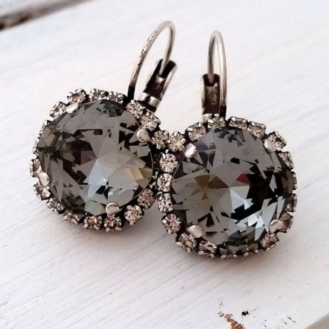 Aretes Cristal Negro Vintage