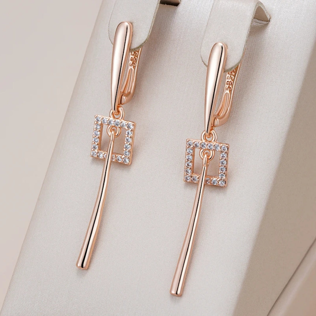 Aretes Colgantes Cuadrados Brillantes Elegantes