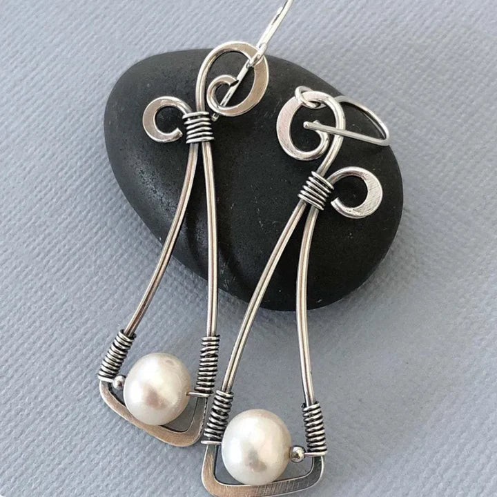 Aretes Vintage de Perlas Colgantes