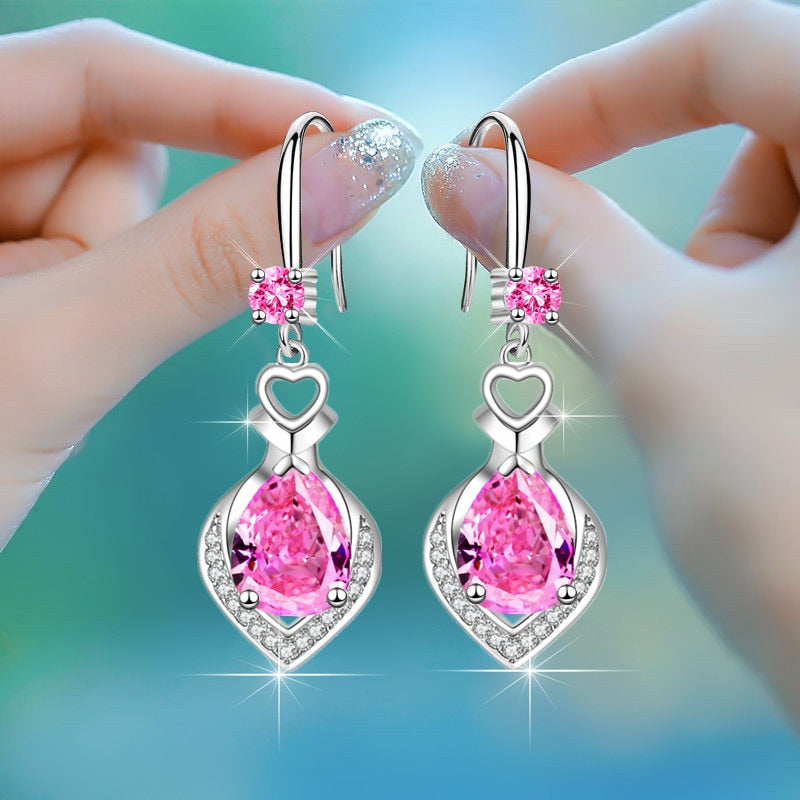 Pendientes Gota de Cristal de Plata 925