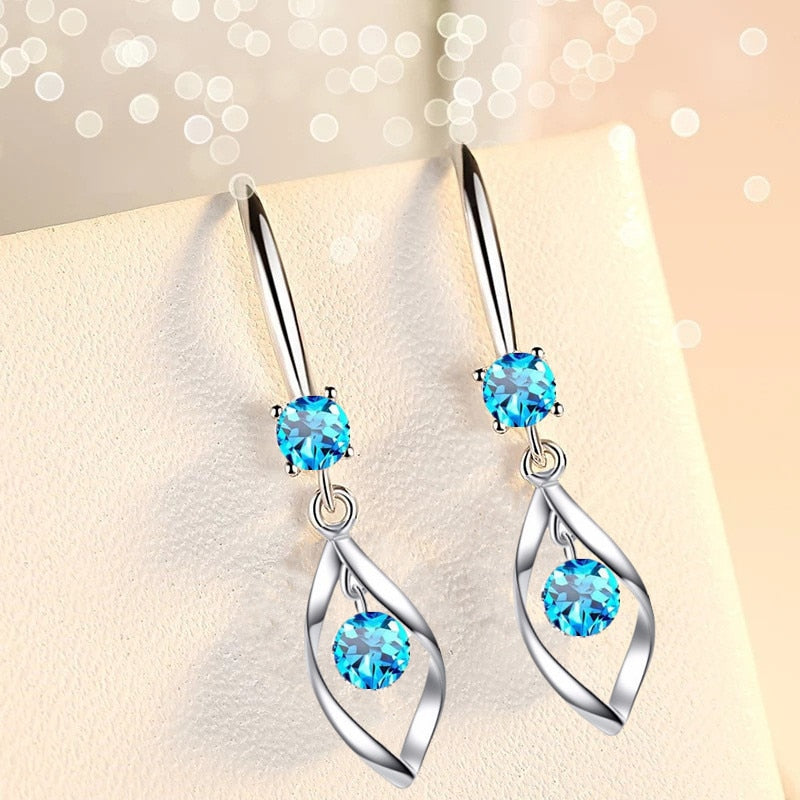 Aretes de Cristal de Plata 925