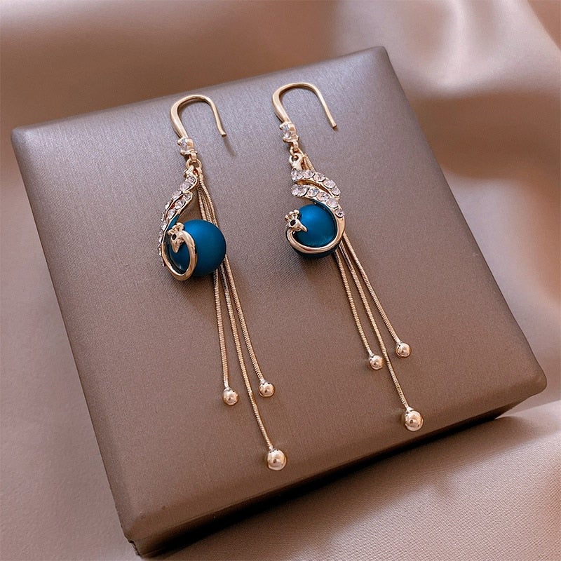 Aretes de Fiesta con Perlas Azules