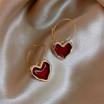 Aretes Corazoncitos Rojos