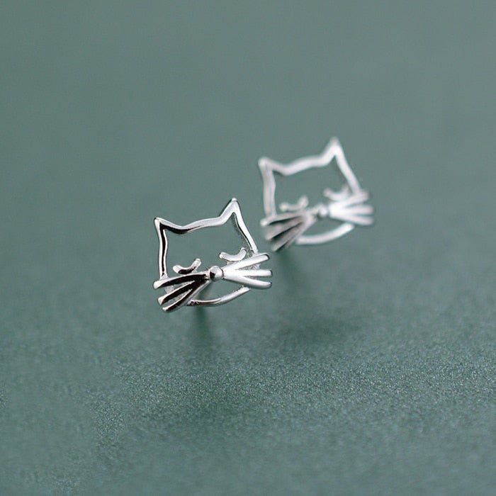 Aretes de Plata 925 Gatitos de Lujo Hechos a Mano