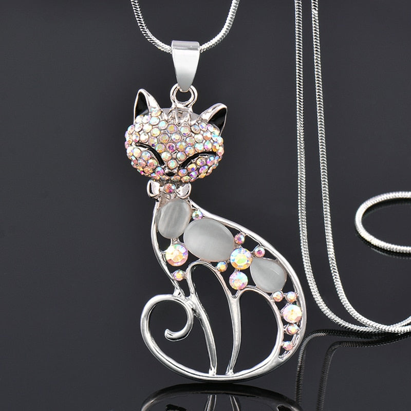 Collar Gatos del Amor en Plata y Circonitas Incrustadas