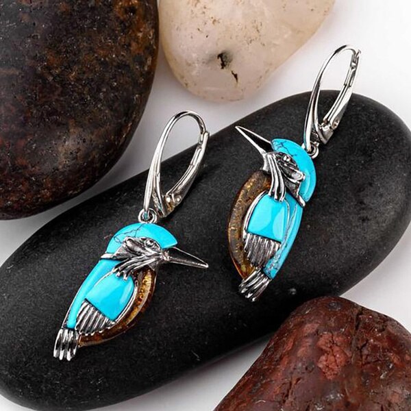 Aretes Bluebird Pintados a Mano