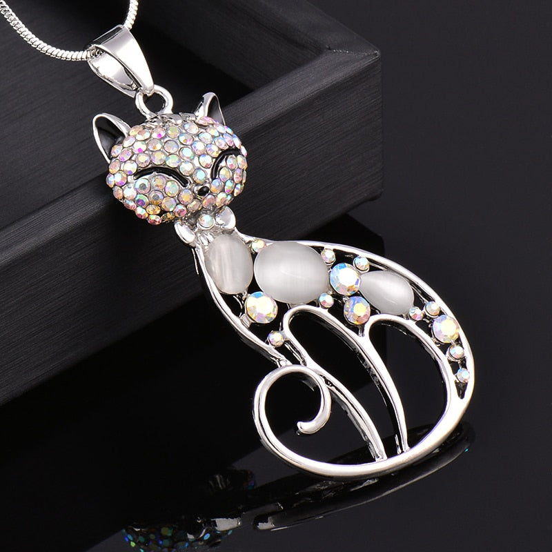 Collar Gatos del Amor en Plata y Circonitas Incrustadas