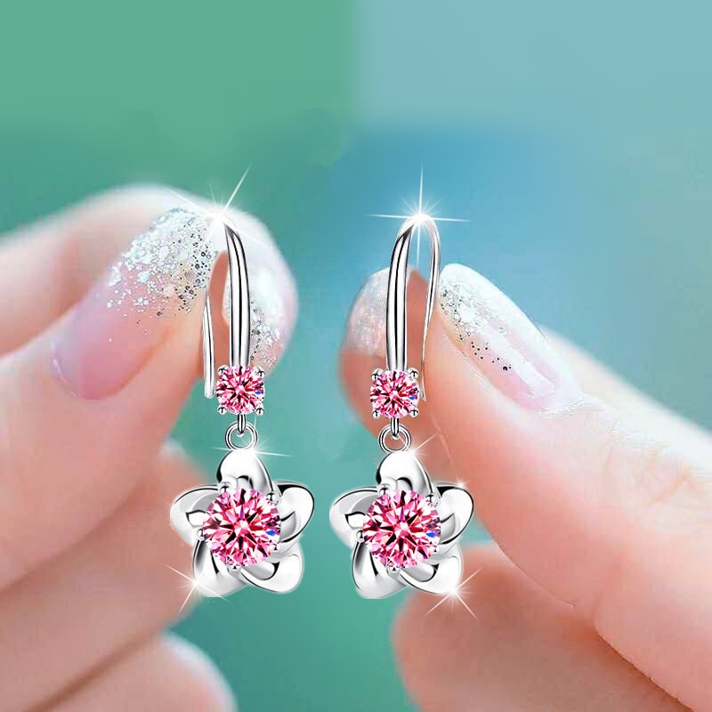 Pendientes Flores de Cristal en Plata 925