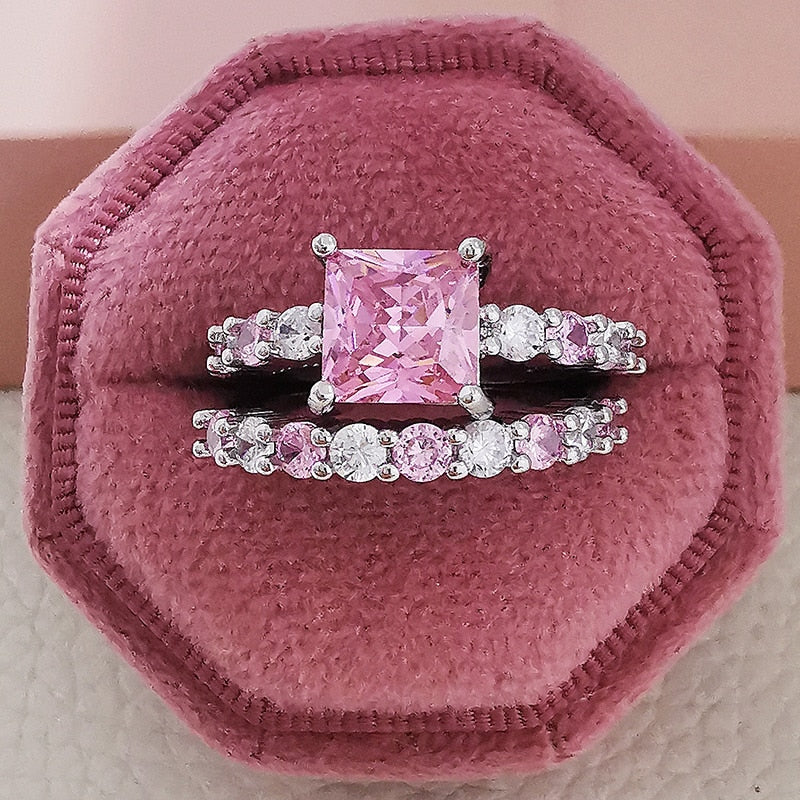 Anillo de Lujo Princesa Rosa en Plata