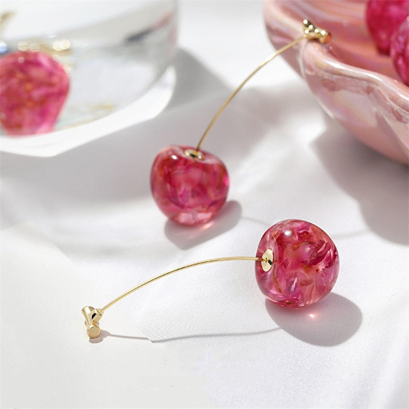 Aretes de Lujo Cereza Rosa