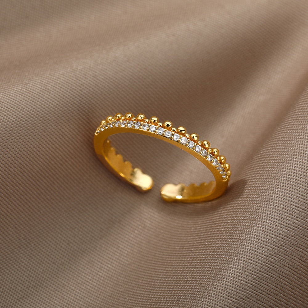 Anillo Ajustable de Circonitas en Oro y Plata