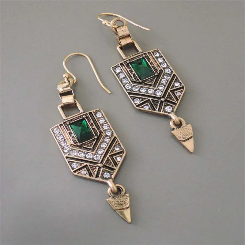 Aretes Vintage Verdes con Circonitas