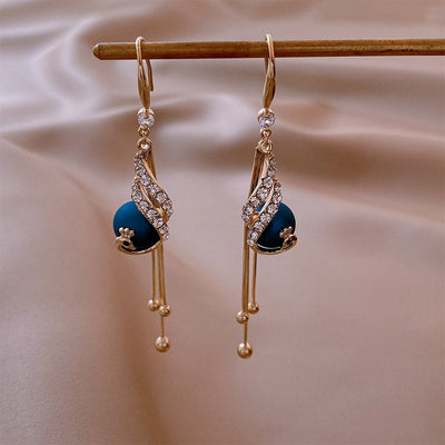 Aretes de Fiesta con Perlas Azules