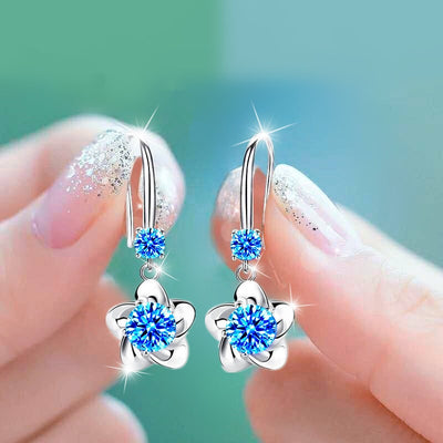 Pendientes Flores de Cristal en Plata 925