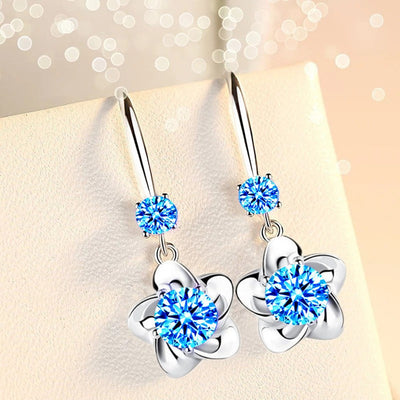 Pendientes Flores de Cristal en Plata 925