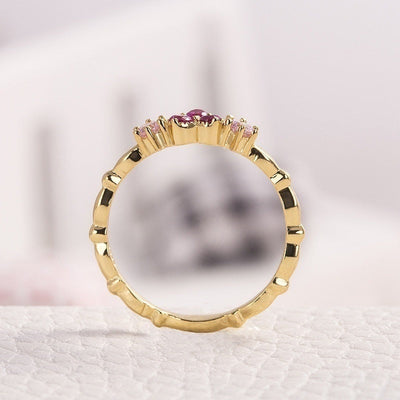 Anillo de Corazón Rosado en Oro