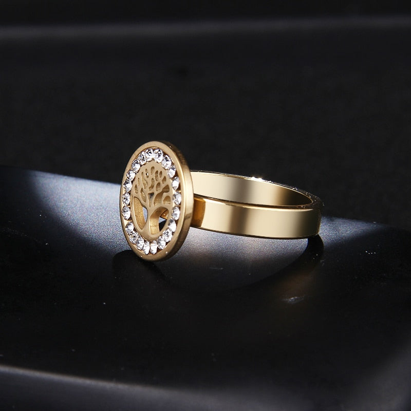 Anillo Árbol de la Vida con Circonitas en Oro y Plata