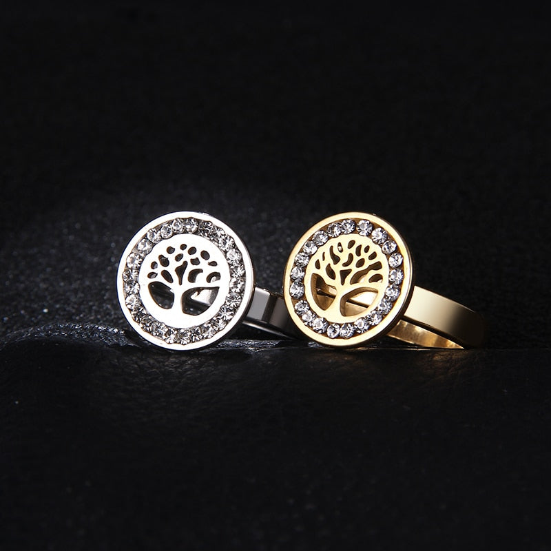 Anillo Árbol de la Vida con Circonitas en Oro y Plata