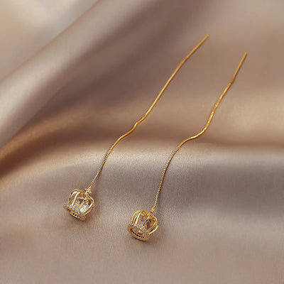 Pendientes Rosa de Cristal Blanco en Oro