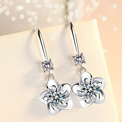 Pendientes Flores de Cristal en Plata 925