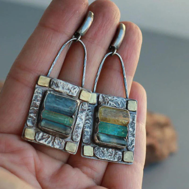 Pendientes Cristal Verde Azul