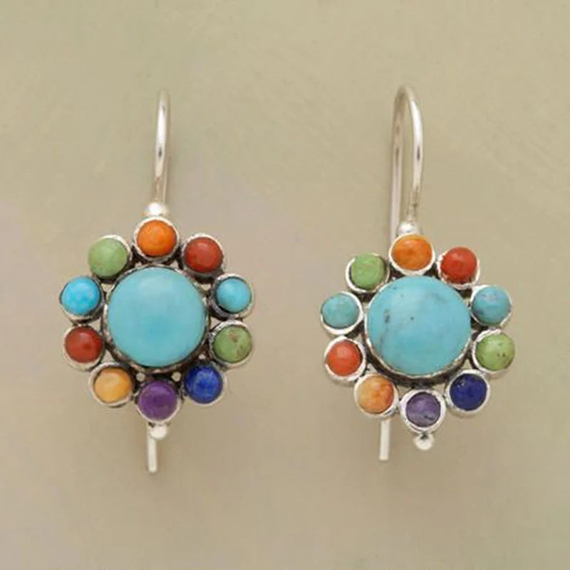 Aretes Redondos Turquesa Multicolor