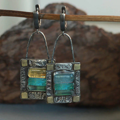 Pendientes Cristal Verde Azul