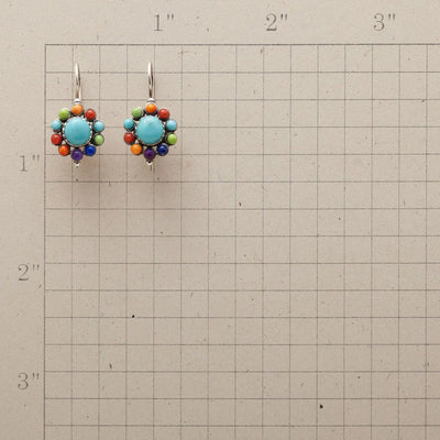 Pendientes Redondos Turquesa Multicolor