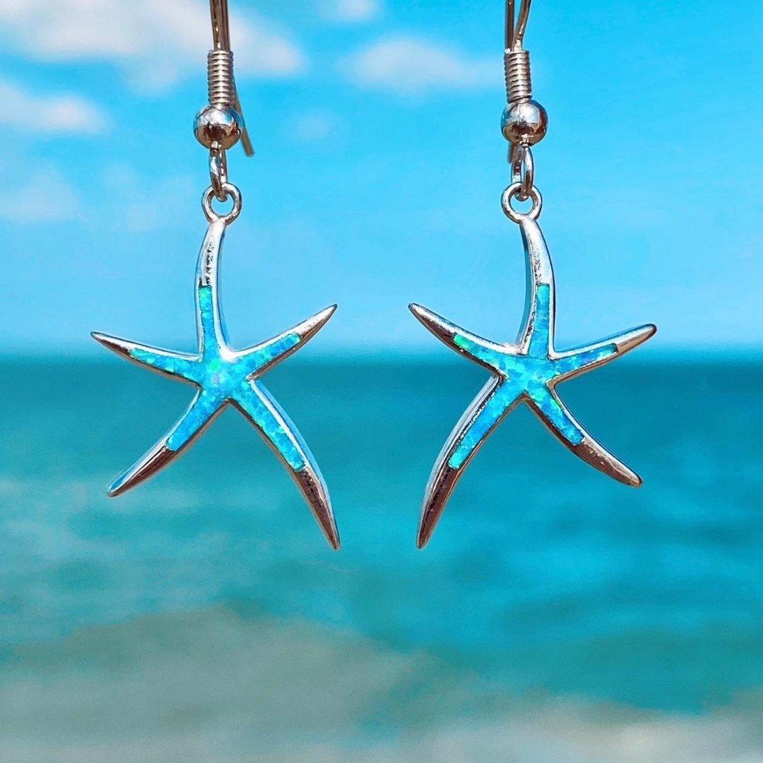 Aretes Estrella de Mar en Ópalo y Plata