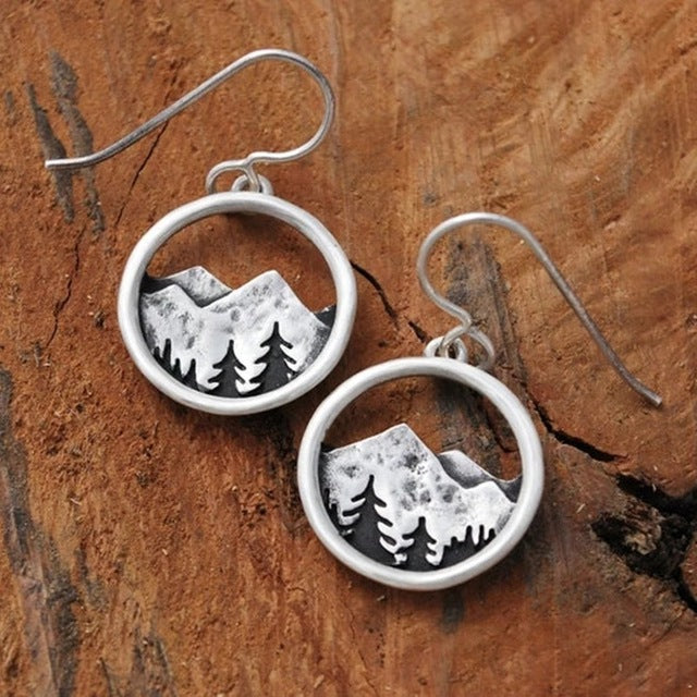 Aretes Vintage Mountain de plata