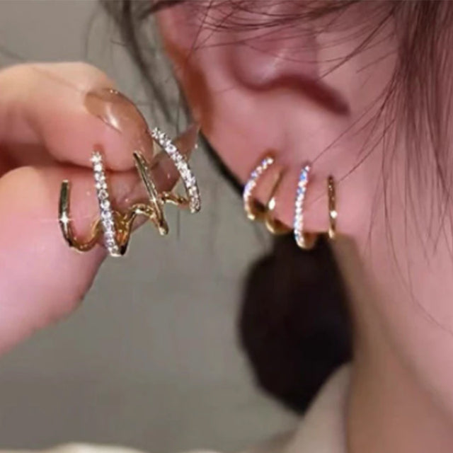 Aretes Brillantes de Circonitas en Oro