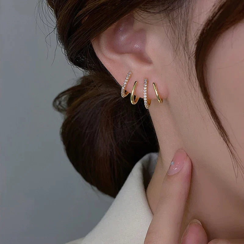 Aretes Brillantes de Circonitas en Oro
