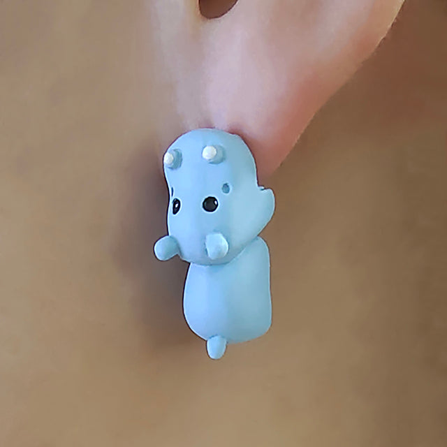 Pendiente Minimalista Hippo Azul de Cerámica