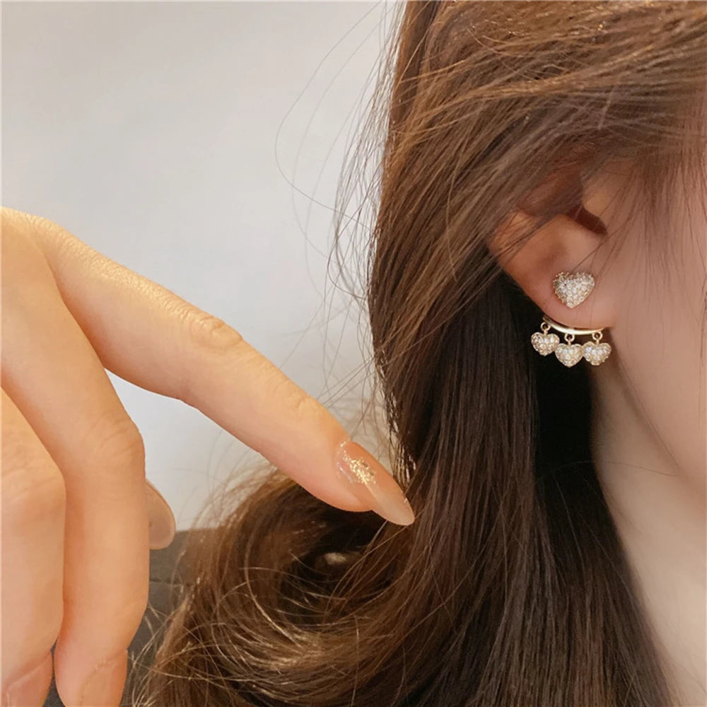 Aretes de Corazones con Diamantes en Oro