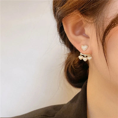 Aretes de Corazones con Diamantes en Oro